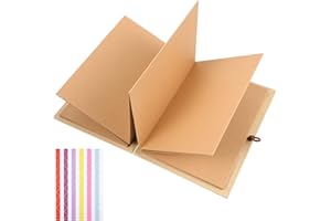 ‎BESTOYARD Kraftpapier Hardcover Akkordeon Stil DIY Foto Ablum Buch 36 Seite leer Sammelalbum für Abschlussfeier Geburtstag Hochzeit Abschluss (hellbraune Seiten)