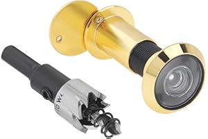 HOJLKLD Door Viewer, Solid Brass 200 Degree Peephole with 16mm Drill for 1.5" to 2.5" Doors, 5/8" Tube Diameter, Door Eye Viewer with Privacy Cover (1, Polished Gold)