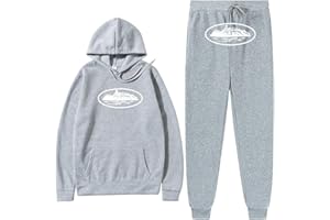 NIUHE Homme Survêtement Loisirs Ensemble De Jogging Bateau à vapeur Imprimé 2 Pièces À Capuche Veste avec Capuche Et Poches Pantalon De Sport Sweat À Capuche