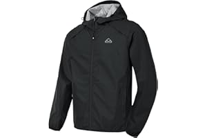 Rdruko Waterproof Jacket Mens Lightweight Packable Thin Rain Coat Outdoor Camping Hiking Cycling Running Jacket Full Zip Hooded Windbraker