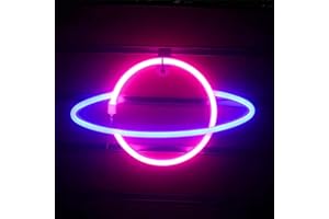 NIWWIN Señal de neón,Planeta neón, luces de pared decorativas, luces de ambiente de dormitorio, decoración de guardería, decoración de Navidad, regalo de cumpleaños.3AA Batería o USB.