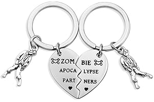 MYOSPARK Zom-bie Apocalypse Partners Broken Heart Keychain Set of 2 Gift for Best Friends Couples