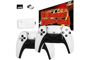 GENZO Consola Retro Game Stick 20000 Juegos con 2 Mandos Inalámbricos - Compatible con 4K y HDMI - 64 GB y +20 Emuladores de Consolas de los 90: PS1, NeoG, MegaD, SuperN, NES, Atari, GameB, GBA, Arcade