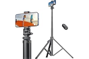 Handy-Stativ & Selfie Stick 180cm, YUMAZLA Verstärkte Lichtstative Stativ für Smartphone, Handystativhalter mit Fernauslöser für iPhone, Samsung (180cm)