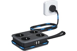 Listwa zasilająca z USB-C NTONPOWER 4 gniazda USB z gniazdem dystrybucyjnym 1,6 metra Listwa ścienna, czarna