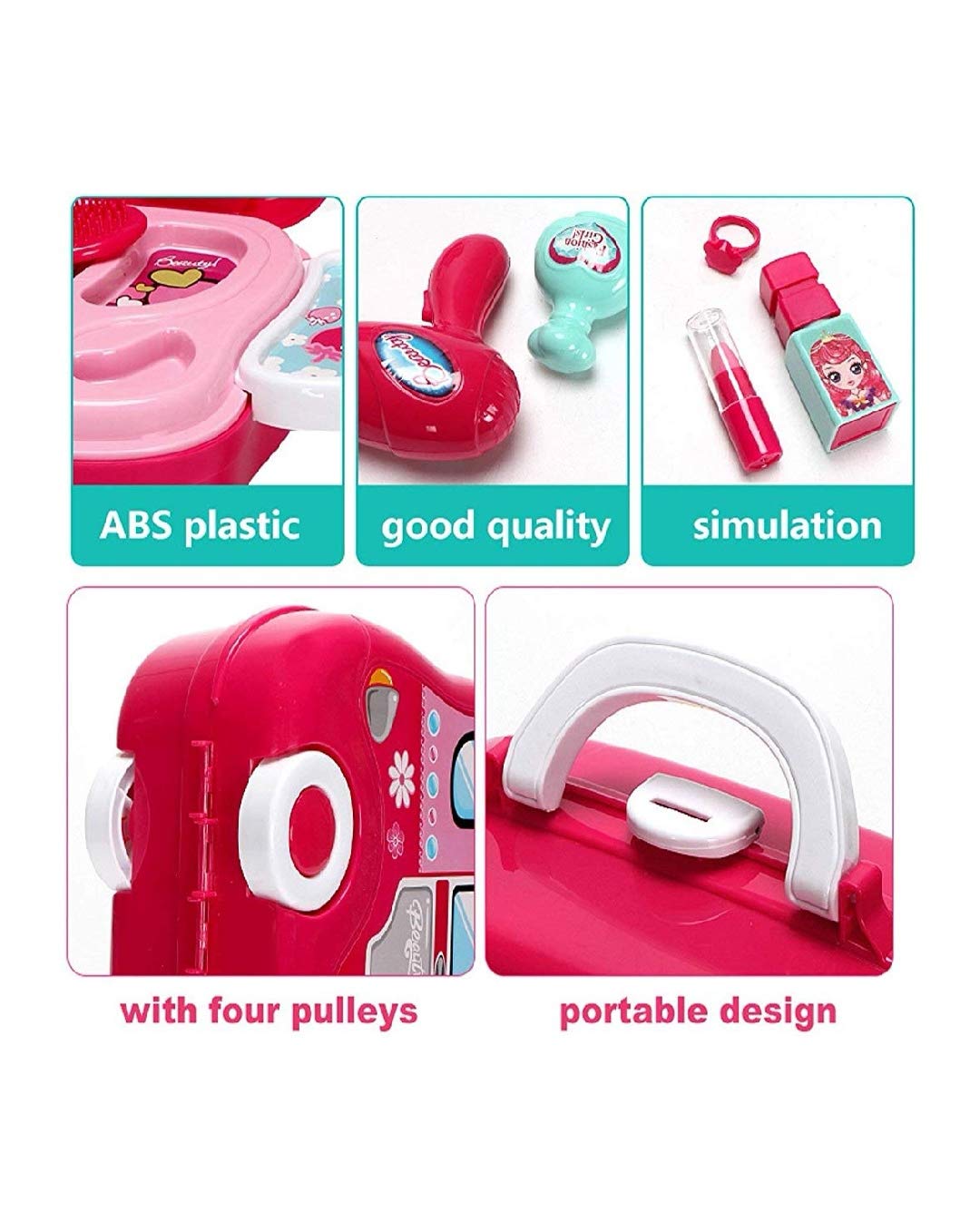 Vikas Gift Gallery Makeup Set for Girls | Lightweight Portable Plastic Suitcase Kit | Ideal for 3+ Years Kids | Non-Toxic | Kid-Friendly - Image 10