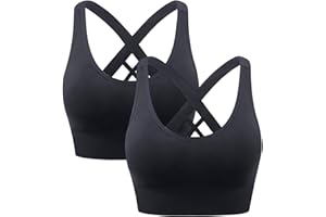 Heersan Sport BH Damen, Push up Sport Bra Ohne Bügel Crossback Seamless Starker Halt Sports Bra mit Abnehmbaren Gepolstert für Fitness Lauf Joggen Yoga