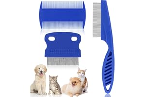 3 PCS Pet Flea Comb Set, Cat Dog Flea Removal Lice Grooming Combs, Favson Fine Teeth Comb, Float Hair and Tear Stain Remover Combs Fine Tooth Tool