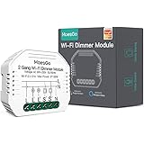 MoesGo WiFi Smart Alexa Dimmer LED Light Switch 2 Gang Module, Dimmable Timer Wireless 1 Way or 2 Way Switch, Brightness Memo