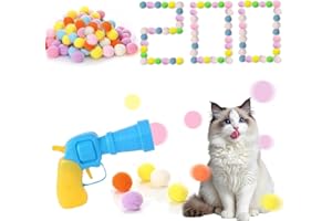 RILYSUN Lanciatore di Palline Interattivo - Giocattolo con Pomponi, Lanciatori e Palline Colorate per Indoor (200PCS & 1 Launcher)