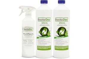 Bactodes - Neutralizzatore Speciale di odori concentrato da 2 Litri con boccetta Spray - Detergente Enzimatico Universale con Effetto bio-microbico - Rimuove efficacemente Tutti Gli odori sgradevoli