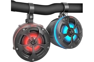 Pyle altavoces todo terreno, Impermeables, De 2 vias, Torre de wakeboard, Grado marino de 4” y 800V, Con luces RGB, Control remoto, Estereo, Exteriores, Rango completo para ATV, UTV, Quad, Jeep, Barco