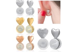 Honicemar Heart Earring Backs - 4 Paia Ferma Orecchini in Metallo Rame Silicone Chiusure Orecchini Sollevatori Ear Lobe Lifter per Orecchini per Orecchie Cadenti - Oro/Argento/Oro Bianco/Oro Rosa