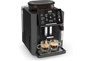 Krups Cafetera Automática Sensation C50 - Potencia 1450W, fácil uso, 5 tipos bebidas, 15 bares, fácil mantenimiento, alertas lumínicas, cómoda limpieza, ajustes personalizados, boquilla vapor, EA9108