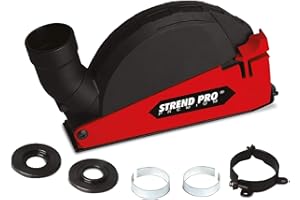 STREND PRO Absaughaube 125 mm Universal Fit Flex Absaugung für Winkelschleifer 125 mm mit 3 Adaptern 39/45/50 mm und 1 Unterlegscheibe