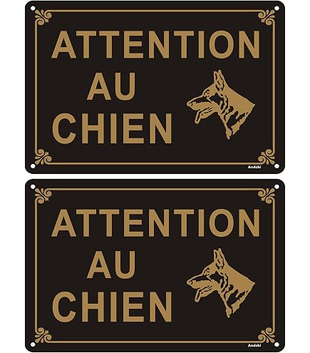 Plaque 'Attention Chien' Personnalisable Berger Hollandais - Aluminium 15x20 Cm - Pour Portail, Clôture - Résistante Aux Intempéries - 2