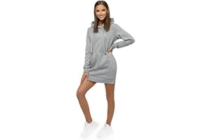 OZONEE Damen Hoodie Kapuzenpullover Lang Sweatjacke Sweatkleid Winterkleid Herbstkleid Kleid Sweatshirt Sweatshirtkleid Kapuzenjacke Kapuzenpulli Kapuze Langarm Sport JS/YS10003