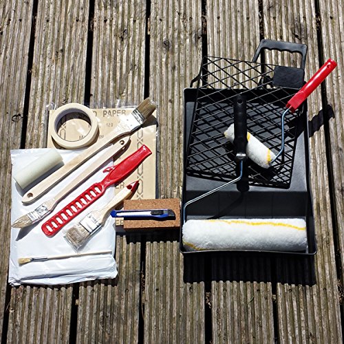 Preisvergleich Produktbild 26 tig. Malerset Streichset Farbroller Fellwalze Pinsel Plane Messer Farbschale