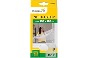 Schellenberg 20403 Moustiquaire fenêtre recoupable aux dimensions souhaitées, avec ruban auto-aggripant de fixation et cutter, 150 x 180 cm, Blanc