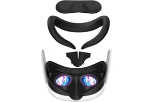 Eyglo Housse en Silicone Compatible avec Quest 3, Couverture Confortable Étanche à la Poussière pour Quest 3, Remplacement avec Coussinet Nasal,Accessoires pour Quest 3 (Noir)