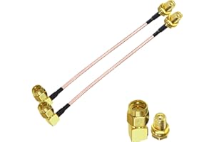 TUOLNK 2 Pack 6 cali SMA żeński na SMA męski kabel kątowy kabel koncentryczny RF Pigtail RG316 przedłużacz anteny kabel koncentryczny SMA