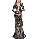 Meggsnle Abito festivo da donna Abiti da sposa Autunno V Incinta Maternità Abbigliamento Scollatura Evening Pizzo Foto Maxi D