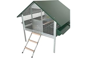 MONTIDISTRIBUZIONE Pollaio a Casetta Chicken Country Versione Base per Polli all'Ingrasso. In Lamiera Verniciata e Rete Zincata. Cm 135 x 120 x H 120