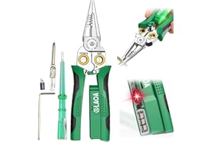 LAOA Pince à Dénuder avec Fonction de Mesure Électrique, 8-en-1 pour Couper et Tirer les Câbles, Ciseaux pour Gratter et Presser, avec Test de Tension (LA324108)