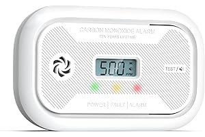Putogesafe Detektor tlenku węgla, 10 lat, z wyświetlaczem LCD, wykrywacz CO, akumulator 10 lat, przenośny czujnik alarmu CO z pamięcią szczytową, do kampera/łodzi, pokoju, EN50291, 1 szt