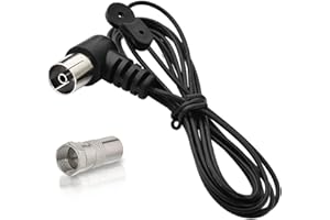 Bingfu - Cable de antena de radio FM, cadena HiFi interior, 75 ohmios, antena coaxial con hembra TV y adaptador macho F compatible con estéreo para casa, Philips Samsung Sony Yamaha Denon Panasonic