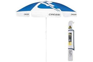 Cressi Sunshell Pro Umbrella - Parasol d'Extérieur Léger et Portable, Réglable et Inclinable pour se Protéger du Soleil et des Intempéries, Bleu/Blanc/Noir, Ø 220cm, Unisex
