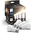 Philips Hue White 4 Lampadine LED Smart, Bluetooh, E27, 9W, Dimmerabili, Luce Bianca Calda, Bianco