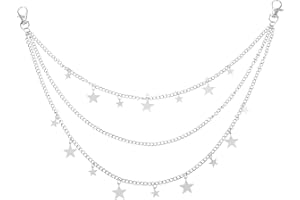 TELOOCO Punk Hosenketten Retro Stern Jeans Hosen Ketten Rock Hosenkette Damen Silber Taschenkette Mehrschicht Gürtel Hosenkette Hip-Hop Rock Schlüsselkette Körper Accessoires für Männer und Frauen