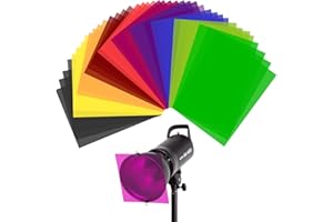 WEINIDASI 40 pièces Film de Couleur Gel Film Filtre Couleur, Film Filtre Transparent pour Correction des Couleurs, Film pour Lampe projecteur Photo Studio Stroboscope LED, Matériaux d'artisanat