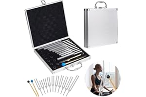 RATSTONE Diapasones Terapeuticos Chakras,Set de 10 con base + 2 martillos de silicona y paño de limpieza, ideal para la sanación de chakras, sanación por sonido y antiestrés.