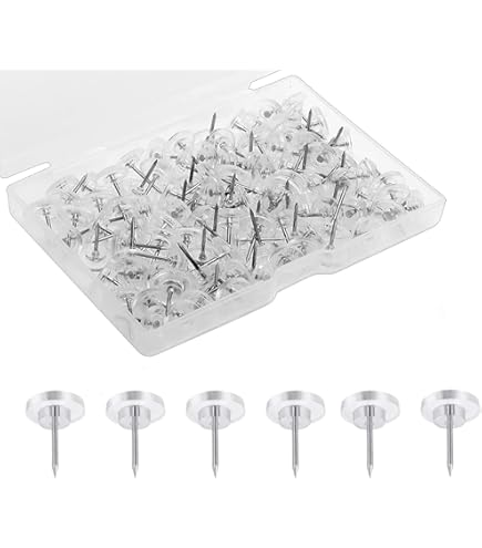 Clear DrawingPins For Pinboard, Push Pins For Notice Boards, Flat