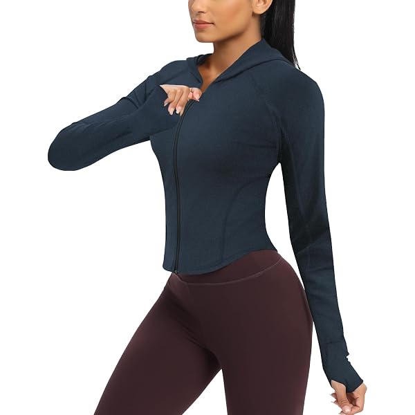 Veste De Sport Femme Feoya Manches Longues - Course à Pied, Fitness, Yoga - Séchage Rapide, Avec Trous Pour Pouces