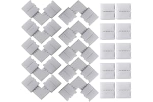 QitinDasen 20Pcs Professionell 4 Polig LED Lichtstreifen Schnellverbinder Set, L-Form Eckverbinder & Lückenlose Steckverbinder, 10mm Nicht-Wasserfest RGB LED Lötfrei Steckverbinder