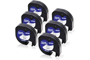 ‎XEMAX 6x XemaX Kompatibel für Dyno Letra 12mm x 4m Etikettenband, Schwarz auf Weiß Schriftband 91201 91221 S0721610 S0721660 Kunststoffschriftband für Dyno Gerät LT-100H 100T XR 200B 2000 XM 80 109xr 10g