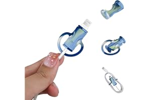 DIYGODY Accesorio Protección de Protector Cables con Bonito Diseño de Multicolor para iPhone/Android USB Cable, Silicona Suave Estirable Protector de Cable Organizador de Cables Datos - Azul Verde