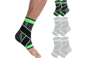 KEWUF 2 Pièces Chevillères Réglables et Chevilles, Keepleg Soutien Articulaire, Chevillère Sport, Protege Cheville Respirant, Pour Fasciite Plantaire, Tendon d'Achille, Sport (Vert, M)