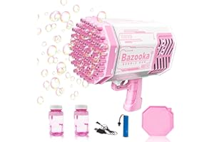 SKICARE Seifenblasenmaschine Bazooka Bubble Machine Elektrische Wasserpistole Outdoor Spielzeug - 69 Löcher Seifenblasen Hochzeit Toy Gun Mit Lichtern - Bubble Bazooka Für Halloween Party Hochzeit