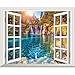 Produktbild Verlassen Sie das Fenster - Fenster geschmückt mit Poster emulation Fenster Wall Sticker 3D-Raum 60 * 50 cm Stadt Stil, Jiuzhaigou, 60 * 50 cm