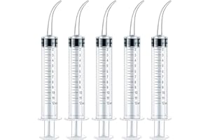 NITAIUN 5 Pezzi Siringa Graduata Monouso per Irrigazione Strumento di Iniezione Della Siringa Denti con Punta Curva Siringa Senza Ago Siringa per Pulizia delle Cure Dentistiche