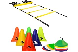 GRS Sports 6 Inch Cones Pack 6,10 Space Markers and 4 Meter Ladder Agility Combos