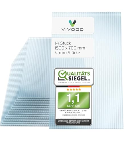 Polycarbonat Doppelstegplatte 1200x700mm 4mm - UV-beständig Für Gewächshaus & Carport