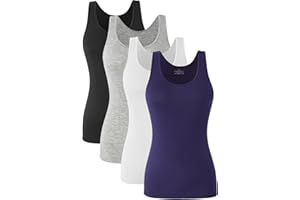 Ymmchy Women Stretch Tank Tops Basic Vest Tops Lightweight Undershirts 4-Pack