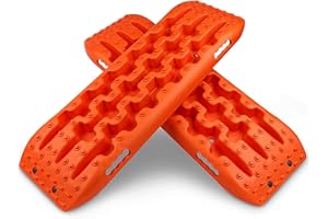 Autofonder Easy4straps 2Pc Recovery Boards off Road Traction Grip Winter Sand for Car AUV Emergency Rescue Tire Ladder (Orange) - Get Unstuck!
