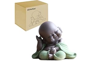 alslovkar Scultura di Tè Ornamento, Statua di Buddha in Ceramica, Buddha Maitreya Ride, Ornamenti da Giardino Decorazione Interna, Mini Ornamenti di Buddha Fortunato Seduto (Verde)