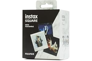 Película instantánea instax Square, Pack Deco 30 Fotos con 10 x Star Illumination, 10 x White Marble y 10 x Black